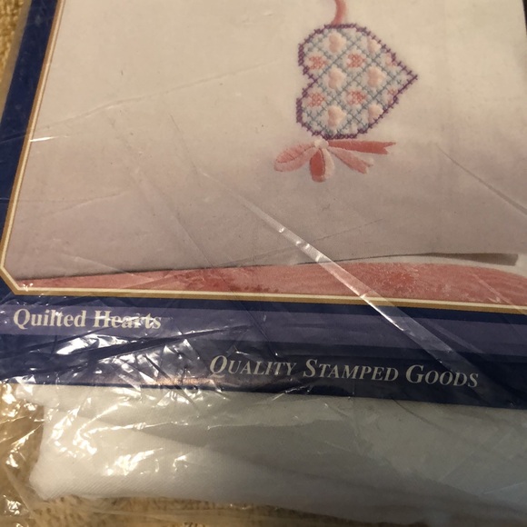 Bucilla Special Edition Pillowcase Pair Stamped for Cross Stitch-Quilted Hearts - Picture 5 of 7